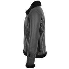 Men’s Classic B3 Original Sheepskin Jacket – Black Aviator Bomber Coat | Regals Leather