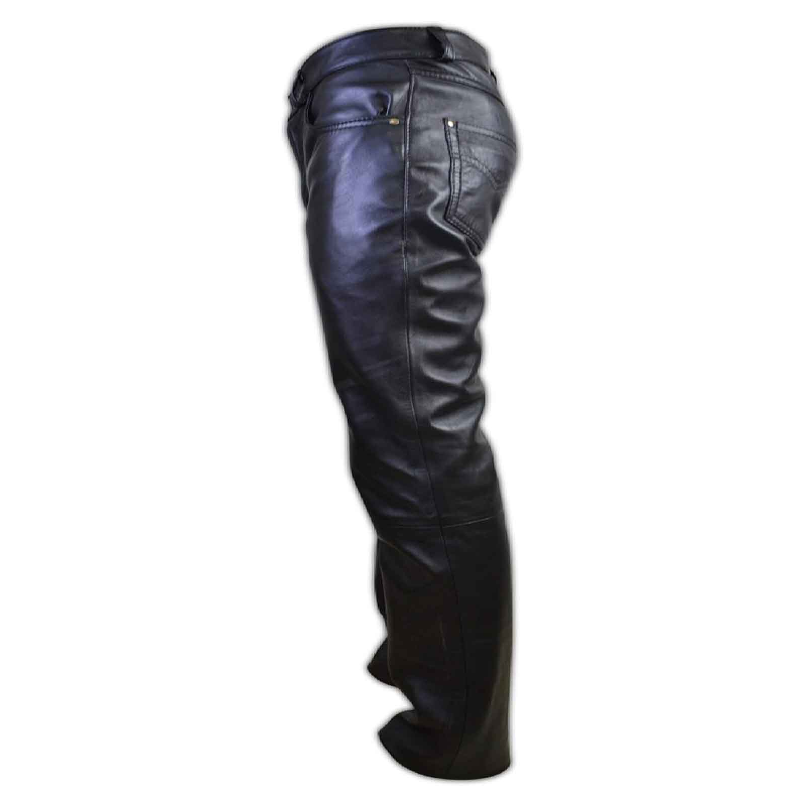 Men's Leather Pants | Black Leather Pants Men 5 Pocket Motor Cycle Black Men's Pant