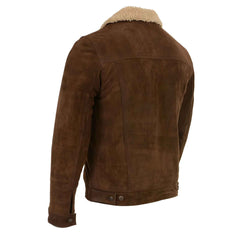 Men’s Vintage Suede Leather Coat with Shearling Lining – Classic Winter Shearling Overcoat