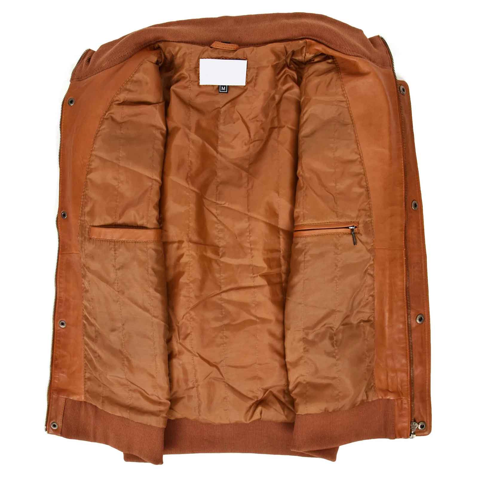 Men’s Leather Bomber Flight Jacket – Tom Tan Classic Aviator Style