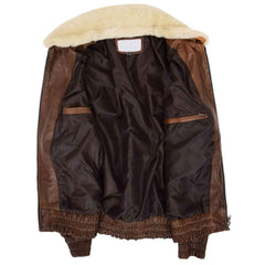 Men’s Leather Bomber Jacket G-1 Aviator Style – Cooper Brown Classic
