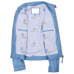 Men’s Sky Blue Leather Cafe Racer Jacket – Charlie Biker Style | Regals Leather