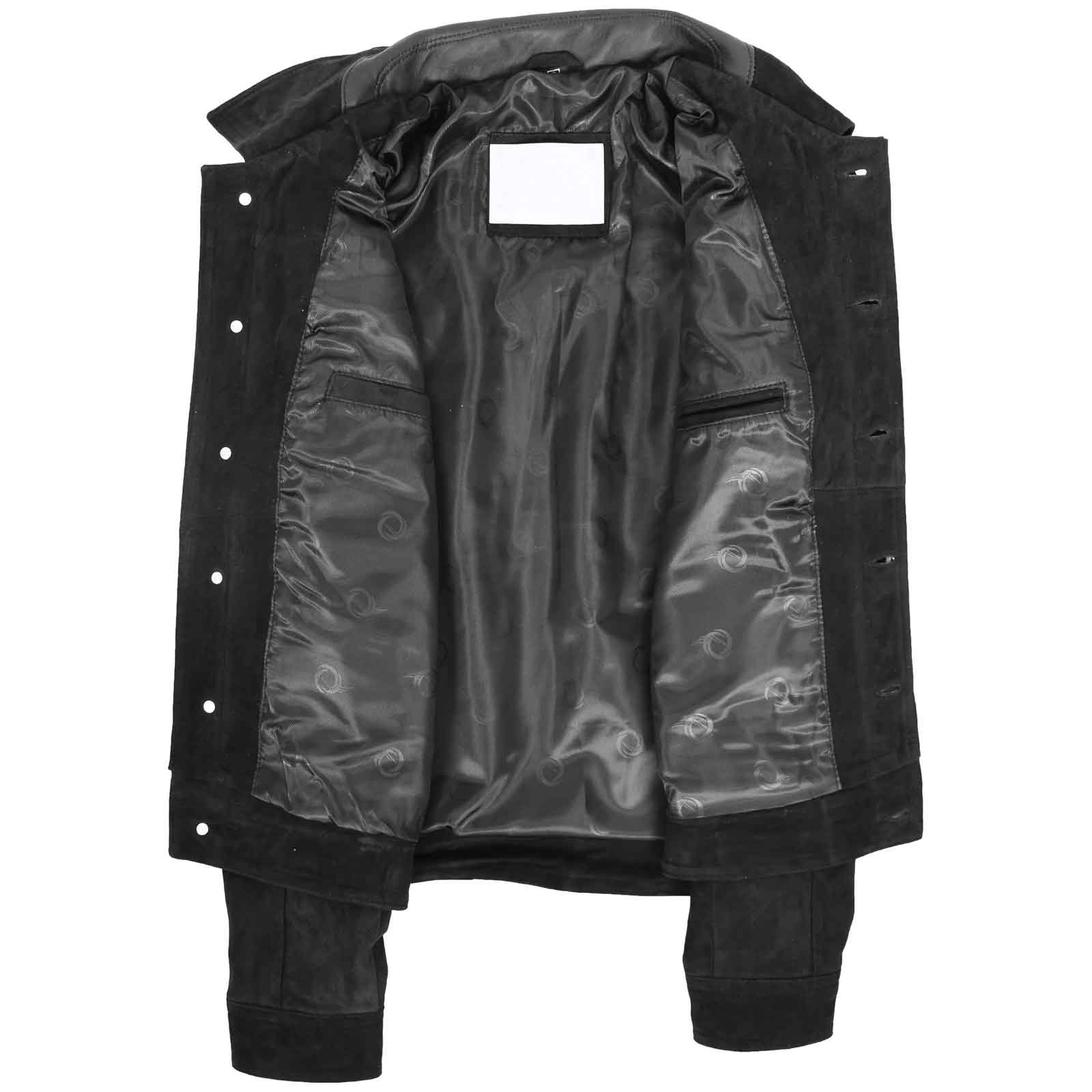 Men’s Real Suede Trucker Harrington Jacket – Daryl Black Leather Jacket
