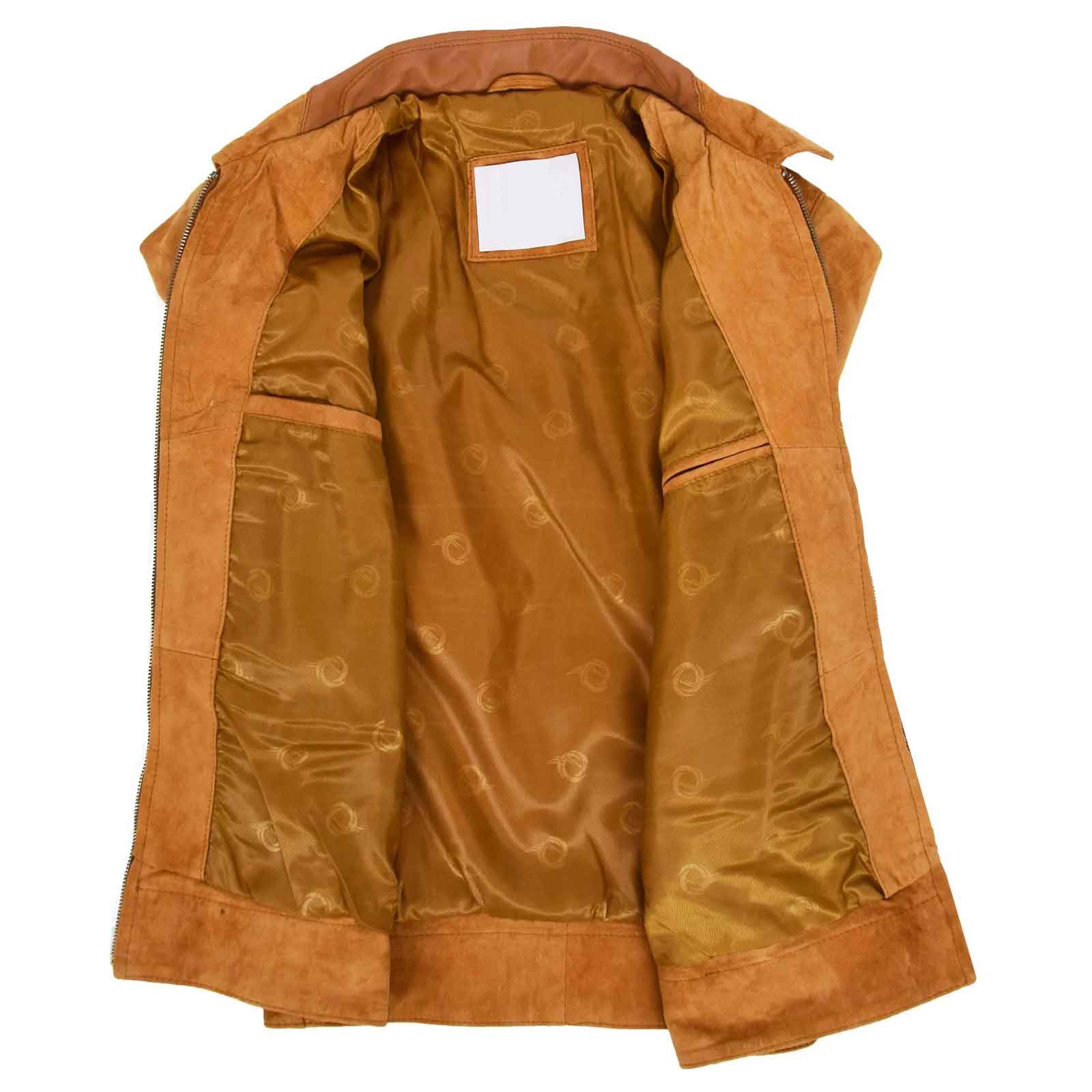 Men’s Real Suede Casual Harrington Jacket – Larry Tan Goat Suede Classic