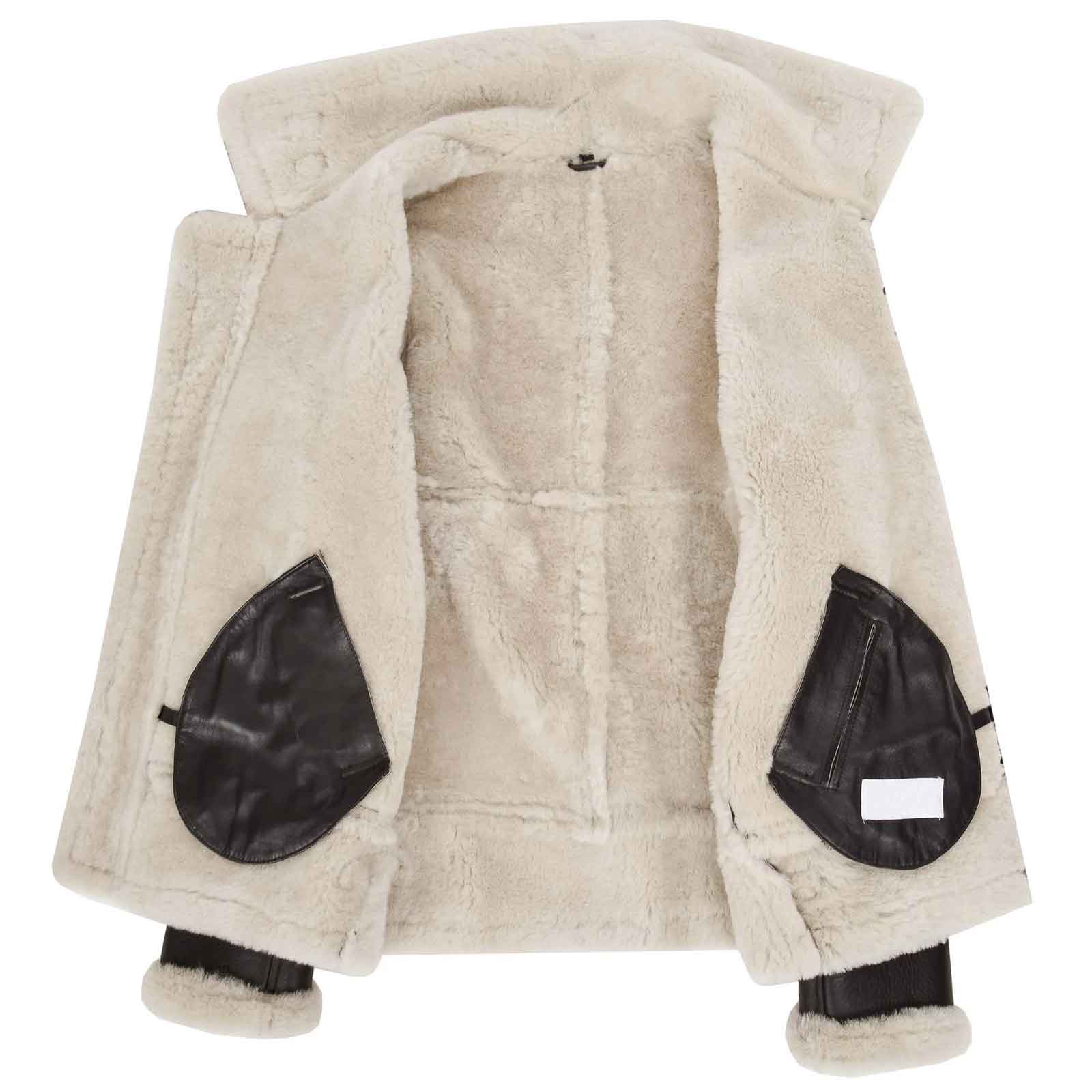 Men’s Genuine Sheepskin B3 Bomber Jacket – Regals Leather Brown/White Aviator