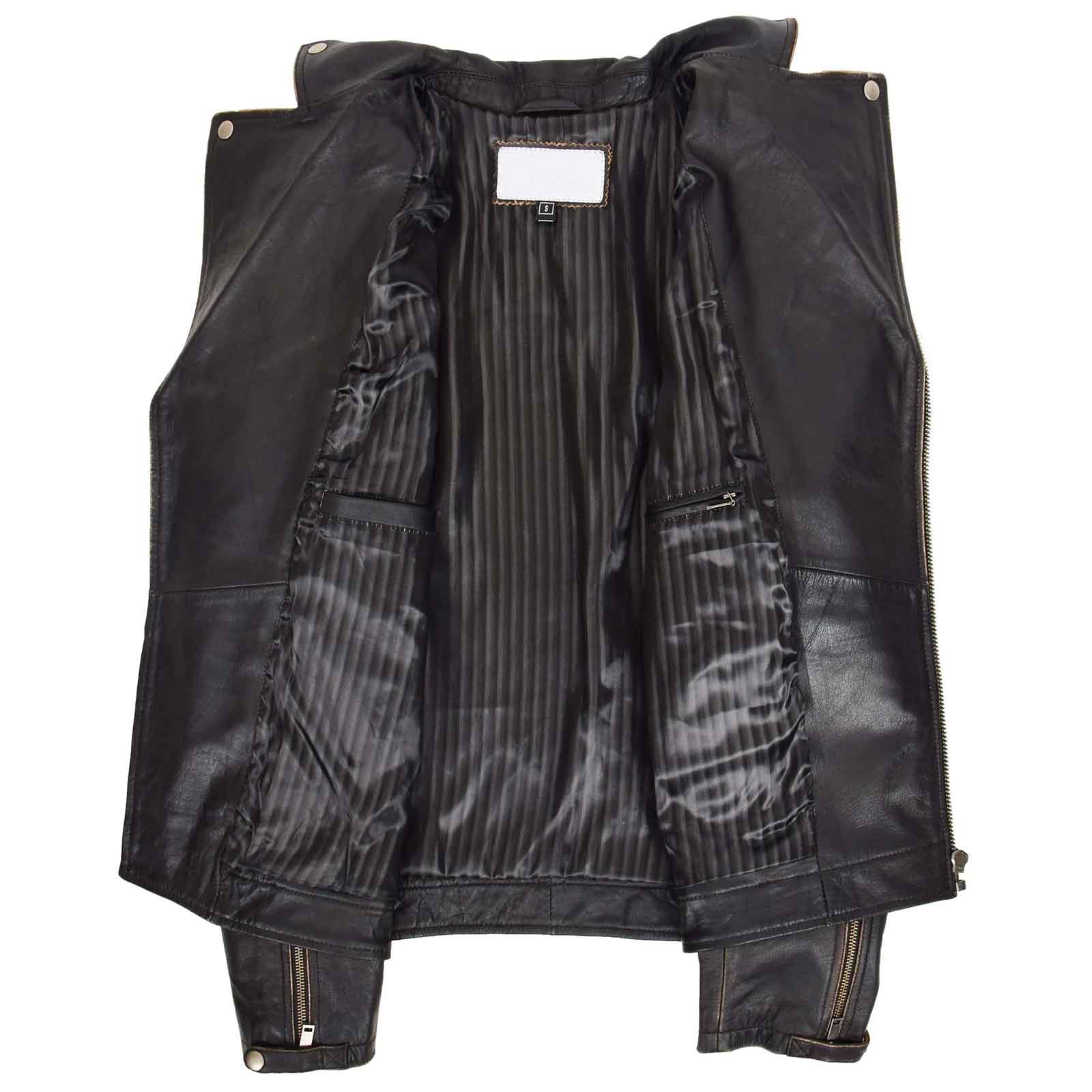 Regals Leather Classic Men's Leather Biker Brando Design Jacket Sean Vintage Black