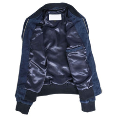 Regals Leather Comfortable Women's Real Goat Suede Bomber MA-1 Jacket Faye Blue