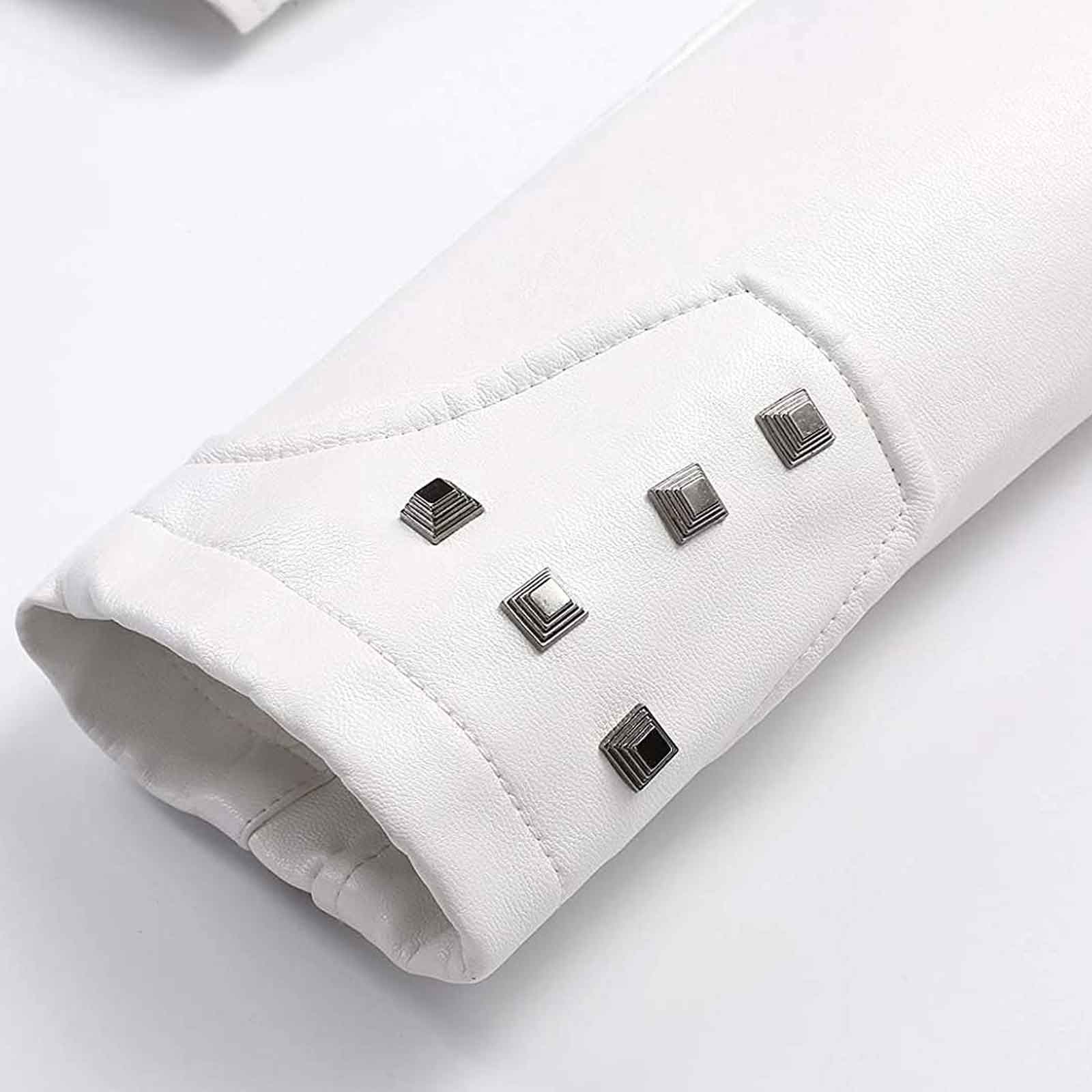 Women’s Studded Faux Leather Jacket – Slim Fit Adjustable Moto Biker Style Outerwear