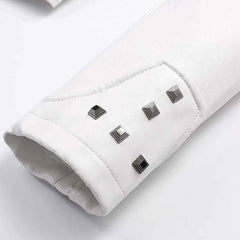 Women’s Studded Faux Leather Jacket – Slim Fit Adjustable Moto Biker Style Outerwear