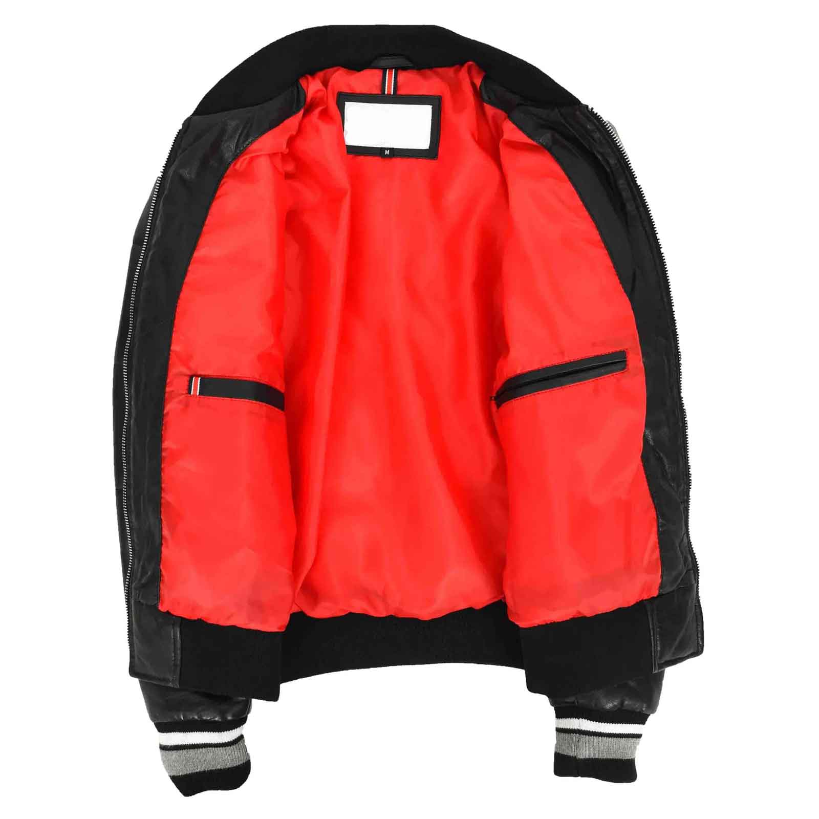 Regals Leather Premium Durability Women's Real Leather Puffer Bomber Jacket Dolly Black