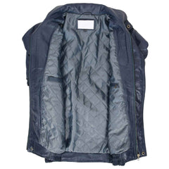 Men’s Leather Bomber Blouson Jacket – Robert Blue Classic Style