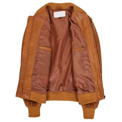 Men’s Leather MA-1 Bomber Jacket – Ryan Tan Classic Flight Style