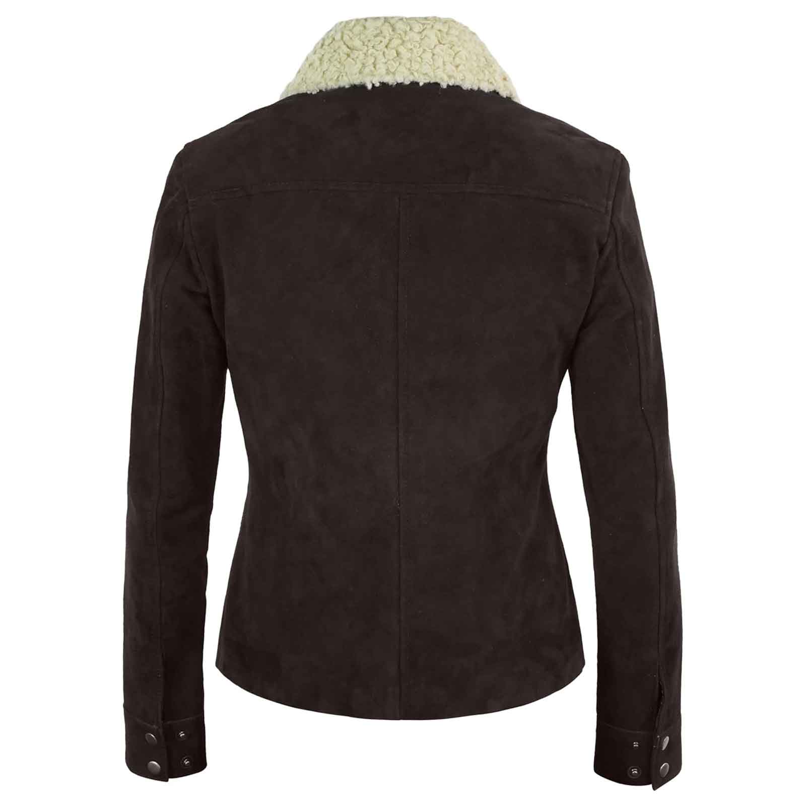 Women's Suede Leather Jacket with Sherpa Collar – Warm Winter Biker Coat by Regals Leather