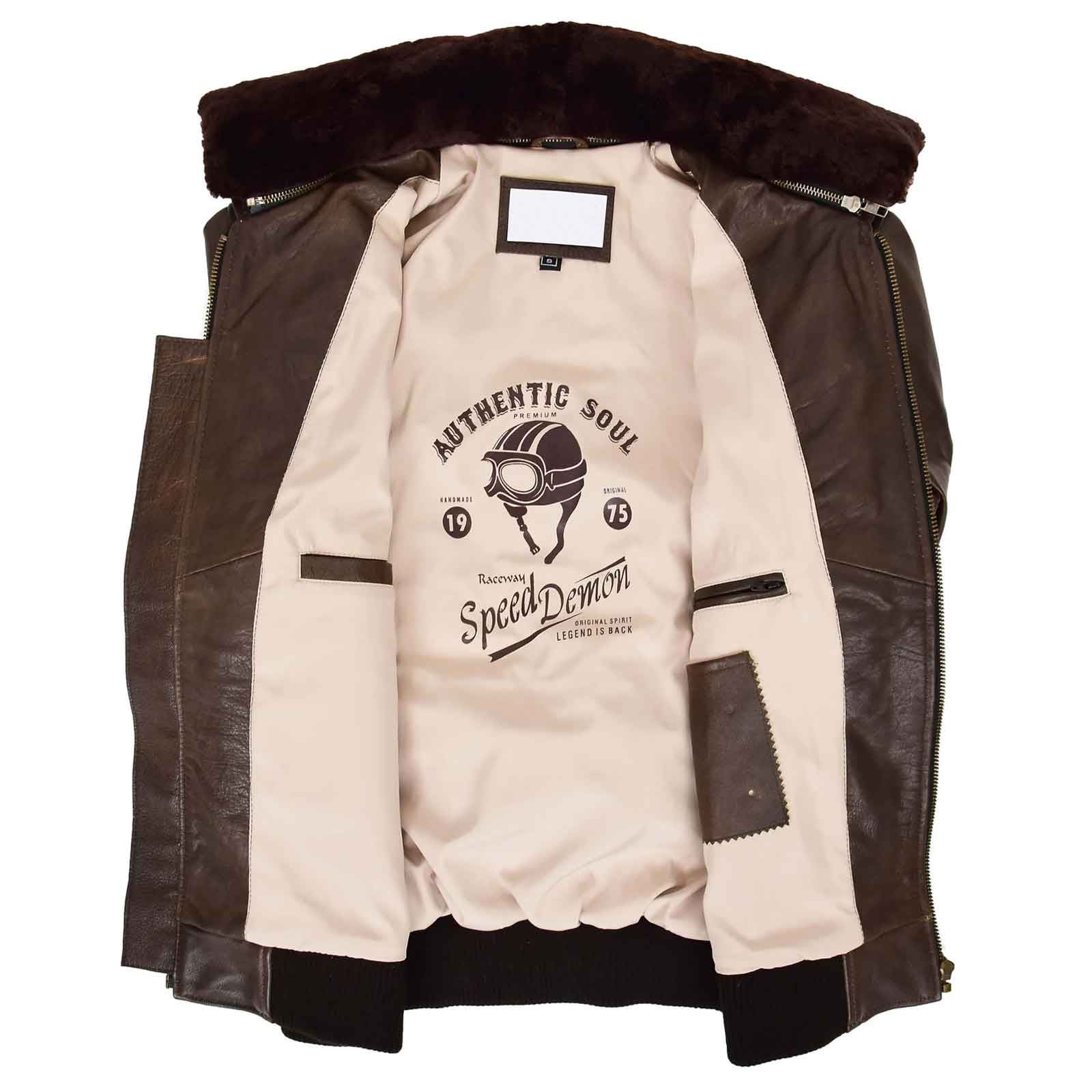 Regals Leather Men’s Brown Leather Bomber Jacket | Air Force Aviator Style Winter Jacket