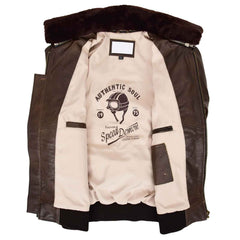 Regals Leather Men’s Brown Leather Bomber Jacket | Air Force Aviator Style Winter Jacket