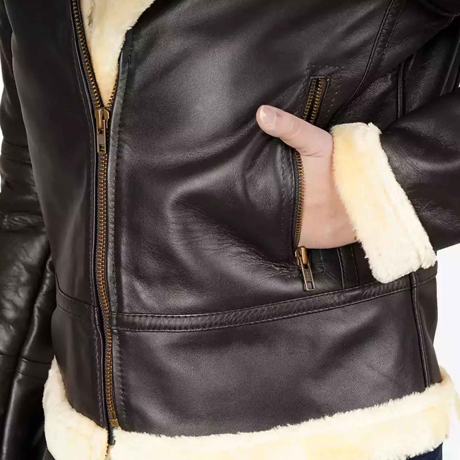 Women’s Dark Brown B3 Shearling Bomber Jacket – Vintage Aviator Style | Regals Leather
