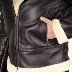 Women’s Dark Brown B3 Shearling Bomber Jacket – Vintage Aviator Style | Regals Leather