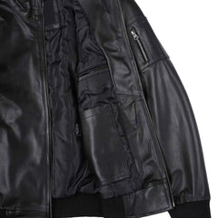 Regals Leather Men's Black Real Cowhide Leather Bomber Jacket