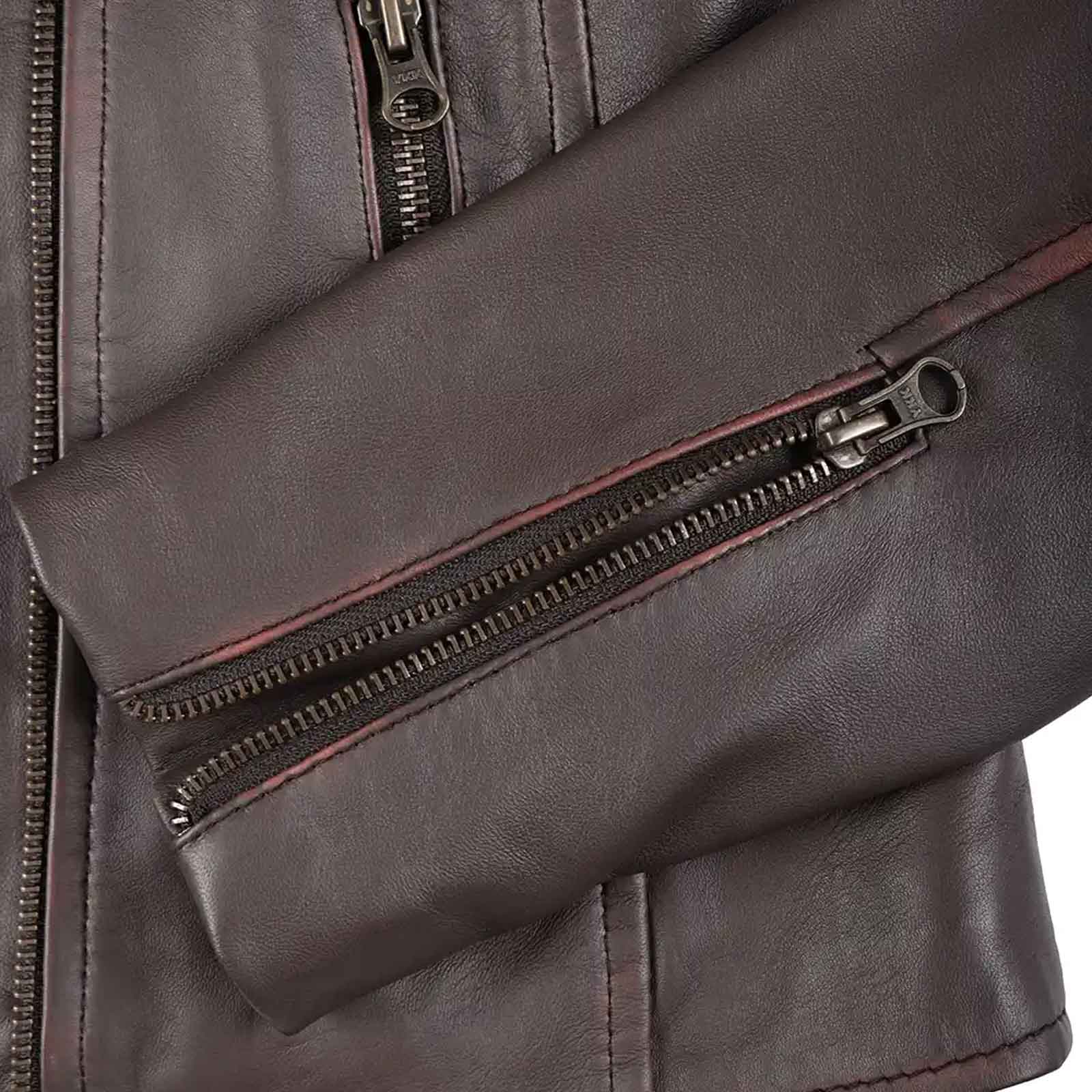 Regals Leather Vintage Women's Dark Brown Asymmetrical Leather Jacket