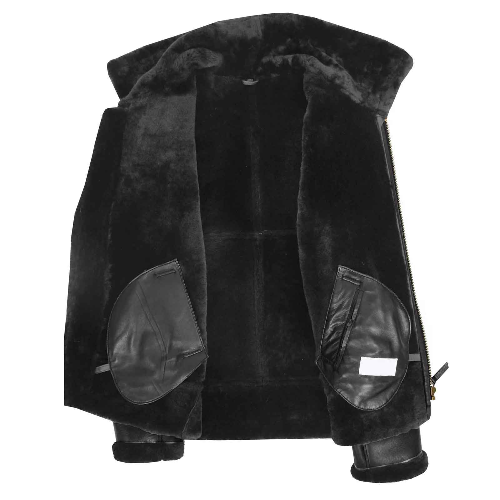 Men’s Classic B3 Original Sheepskin Jacket – Black Aviator Bomber Coat | Regals Leather