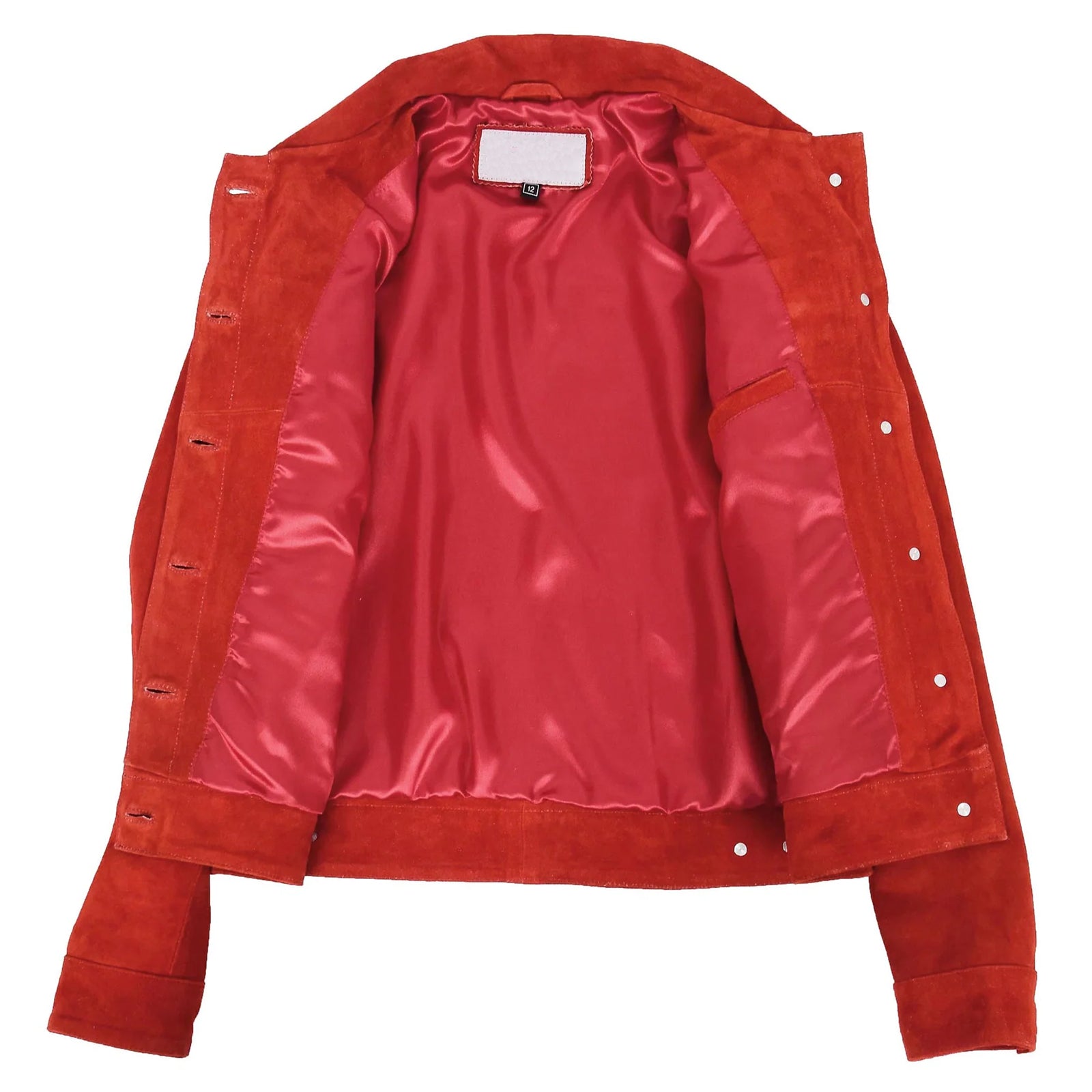 Women's Red Suede Trucker Jacket – Alma Soft Genuine Suede Vintage Style