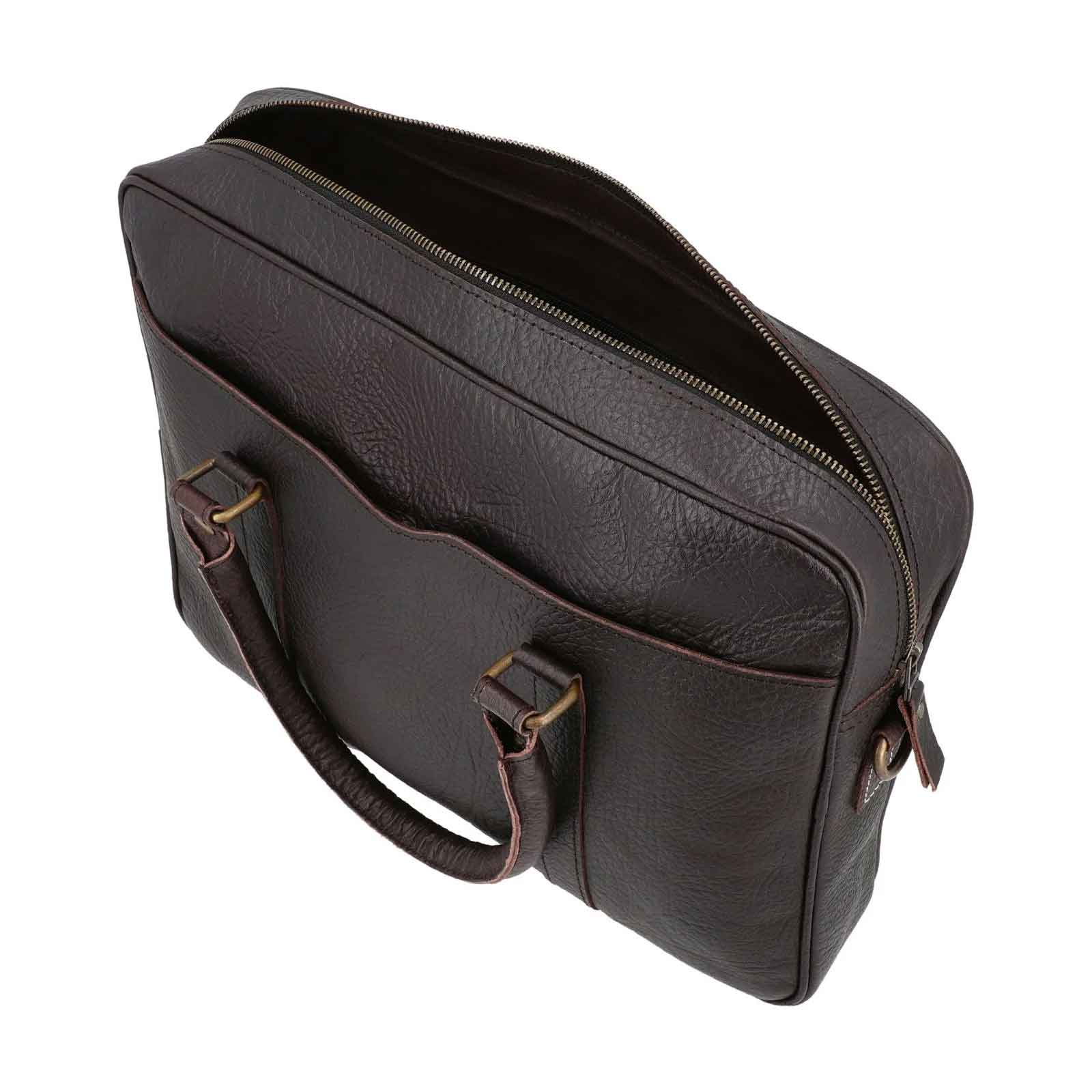 Adjustable Strap and Top Handle – REGALS LEATHER Vintage Blackish-brown Leather Bag for Work, Travel & Business