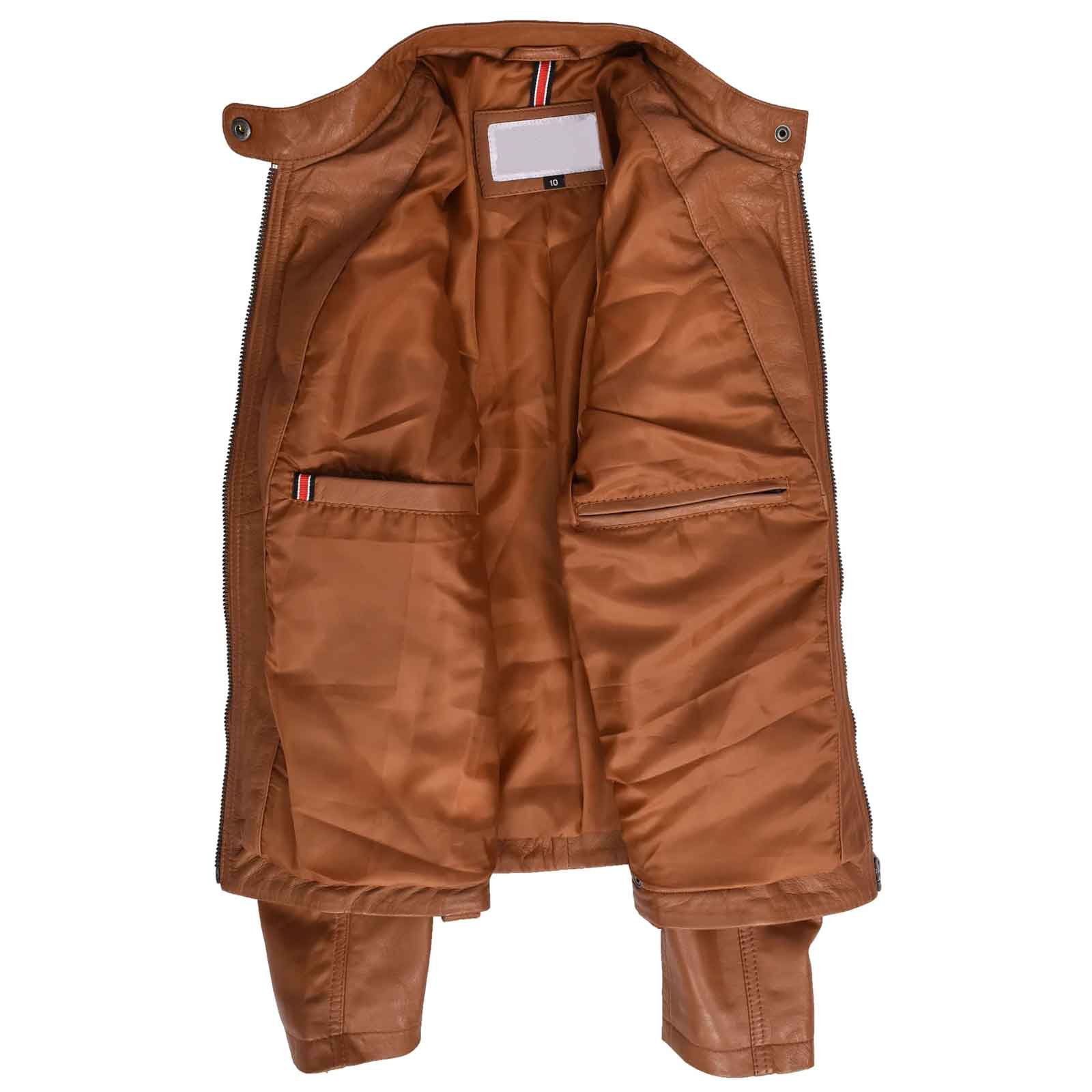 Women’s Soft Tan Leather Biker Jacket – Fitted Quilted Cafe Racer Style | Fiona