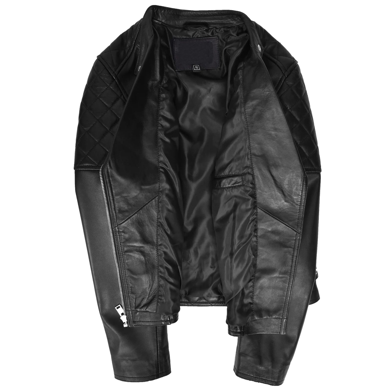 Women's Real Leather Biker Jacket Classic Cross Zip Style Molly Black