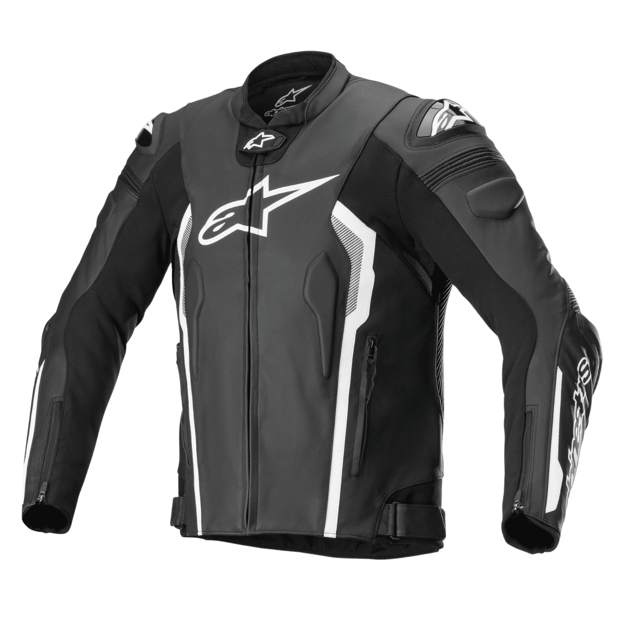 Alpinestars Missile V2 Leather Motorcycle Jacket Black White | CE Armor Racing Biker Jacket for Men | Premium Sport Bike Protective Riding Gear