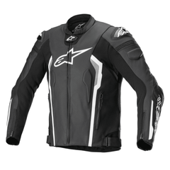 Alpinestars Missile V2 Leather Motorcycle Jacket Black White | CE Armor Racing Biker Jacket for Men | Premium Sport Bike Protective Riding Gear