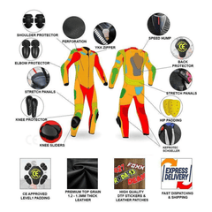 Alpinestars Leather Moto Suit with CE Armors – Aerodynamic Motorcycle Racing Wear for Riders